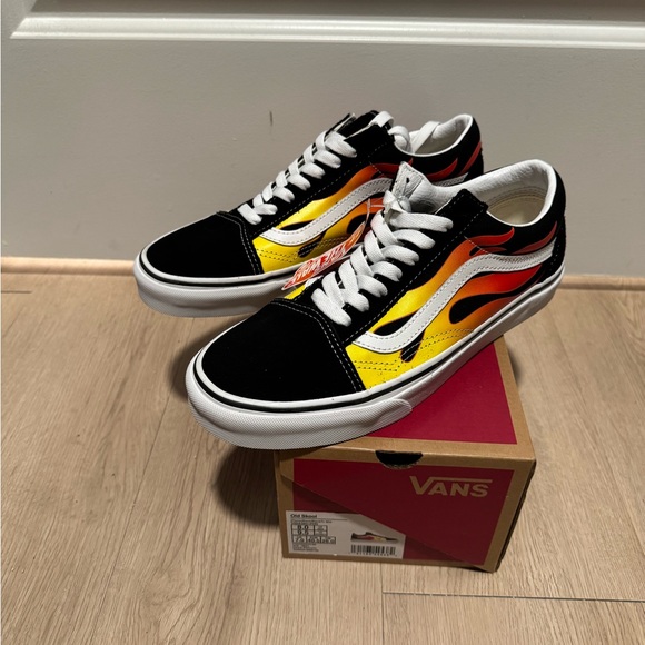 Vans Shoes - Vans Black and Yellow Flame Design Sneakers